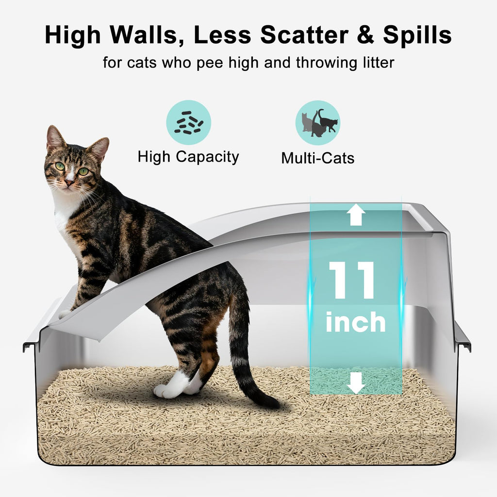 XL Enclosed High Sided Stainless Steel Cat Litter Box with Lid I710211