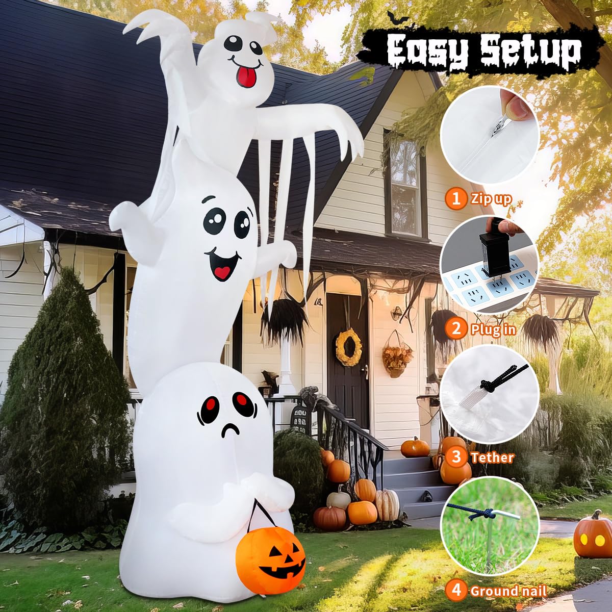 9.8 FT Halloween Inflatable Ghost Outdoor Decoration with Built-in LEDs U200281
