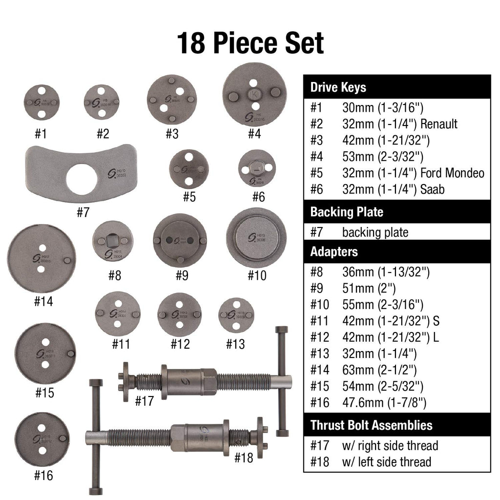 18-Piece Disc Brake Caliper Tool Set and Wind Back Kit R859