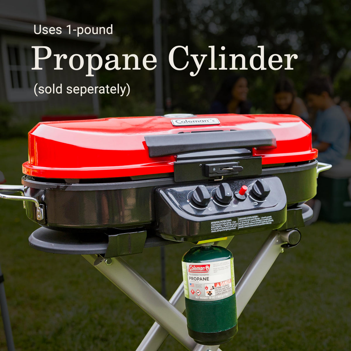 Portable Propane Grill, 3 Burners, Red W369