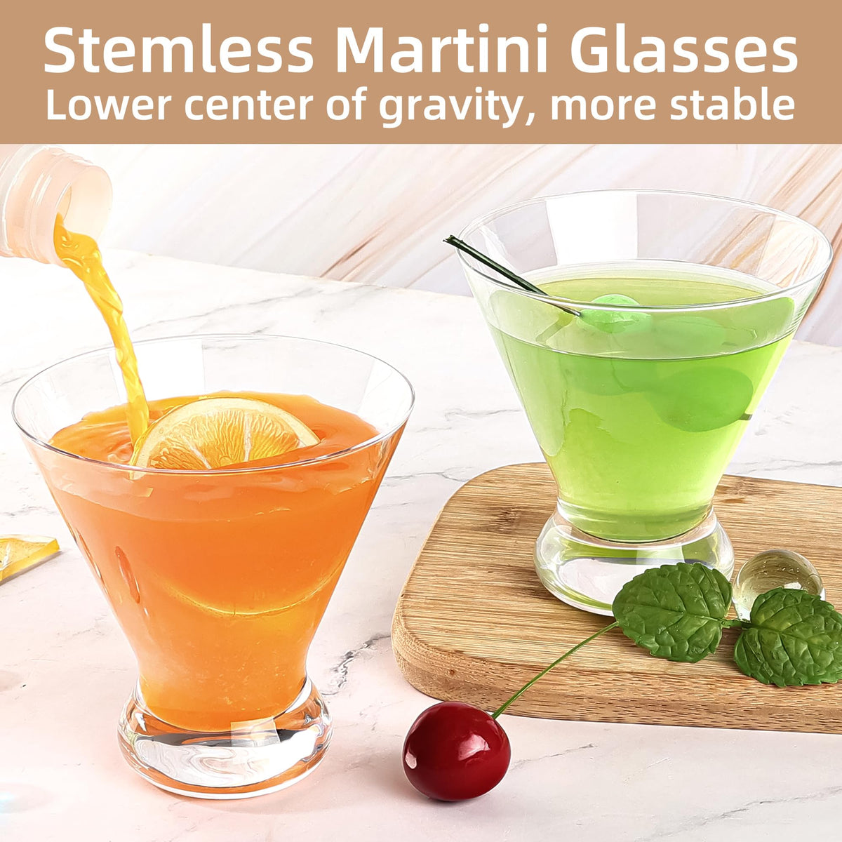 8 oz Stemless Martini Glasses Set of 8 Z194767