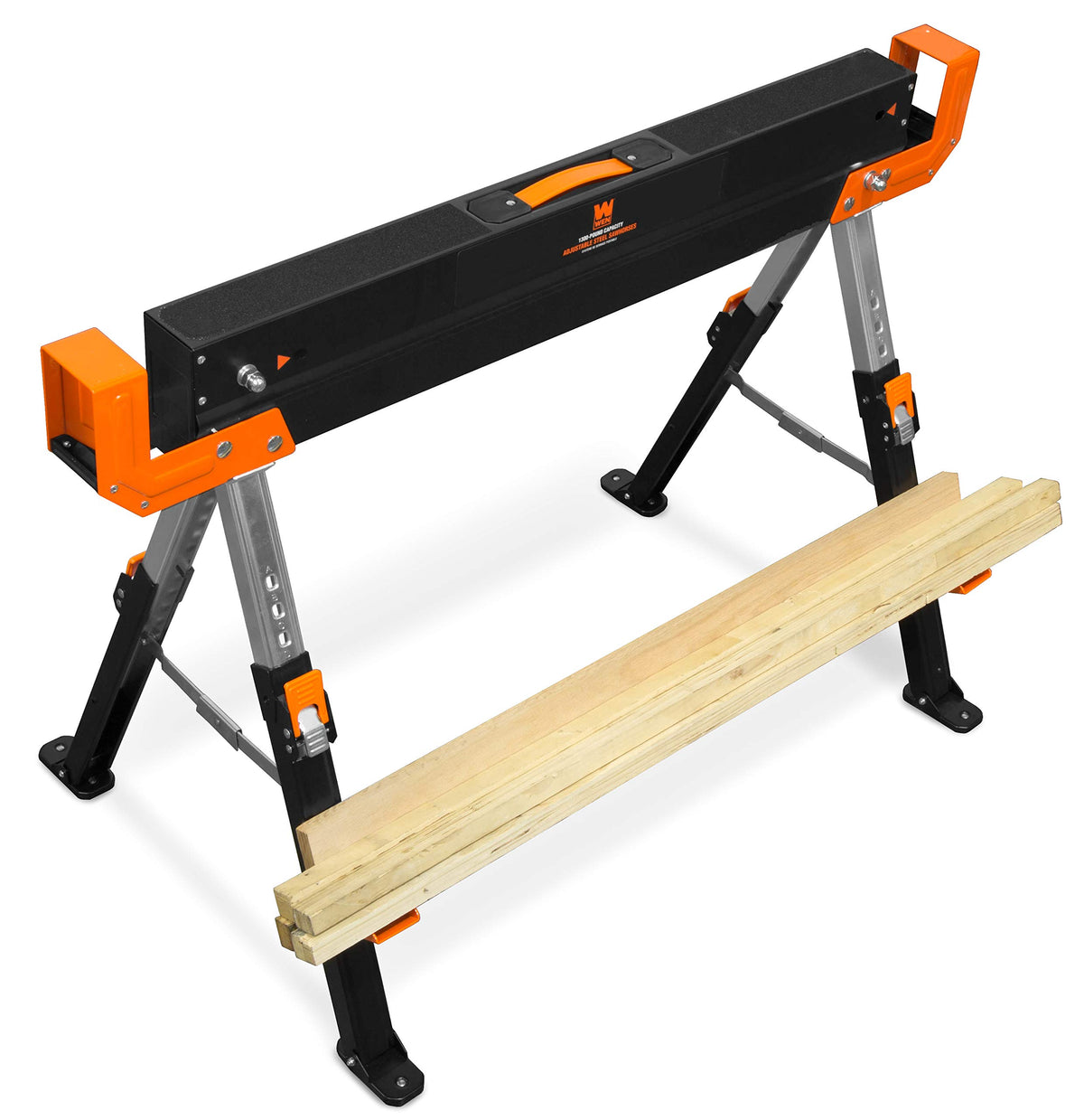 Steel Saw Horse Set, 1300-Pound Capacity, Height Adjustable, Two Pack D2075