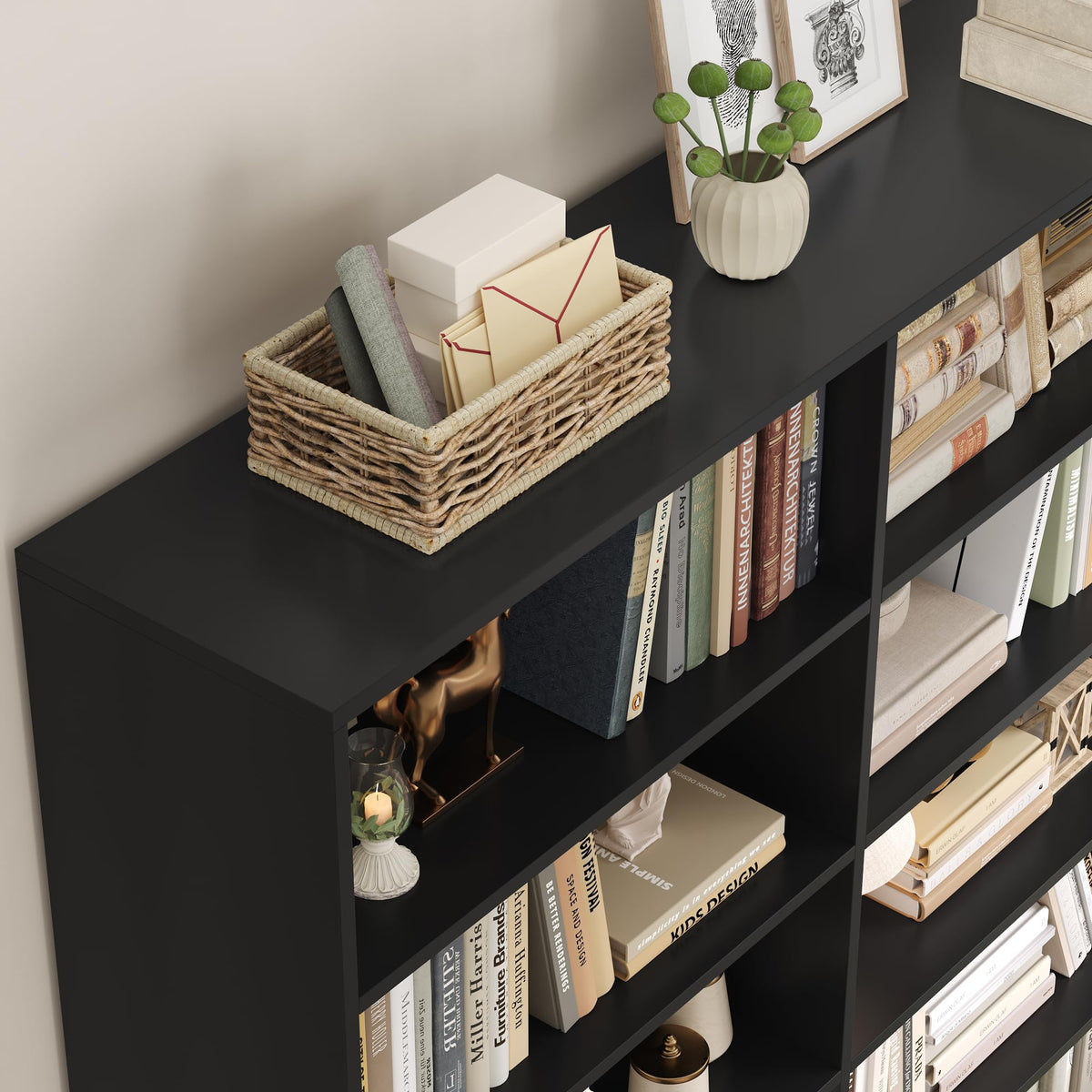 83.7" Tall 7-Tier Double Black Bookshelf and Bookcase A857944