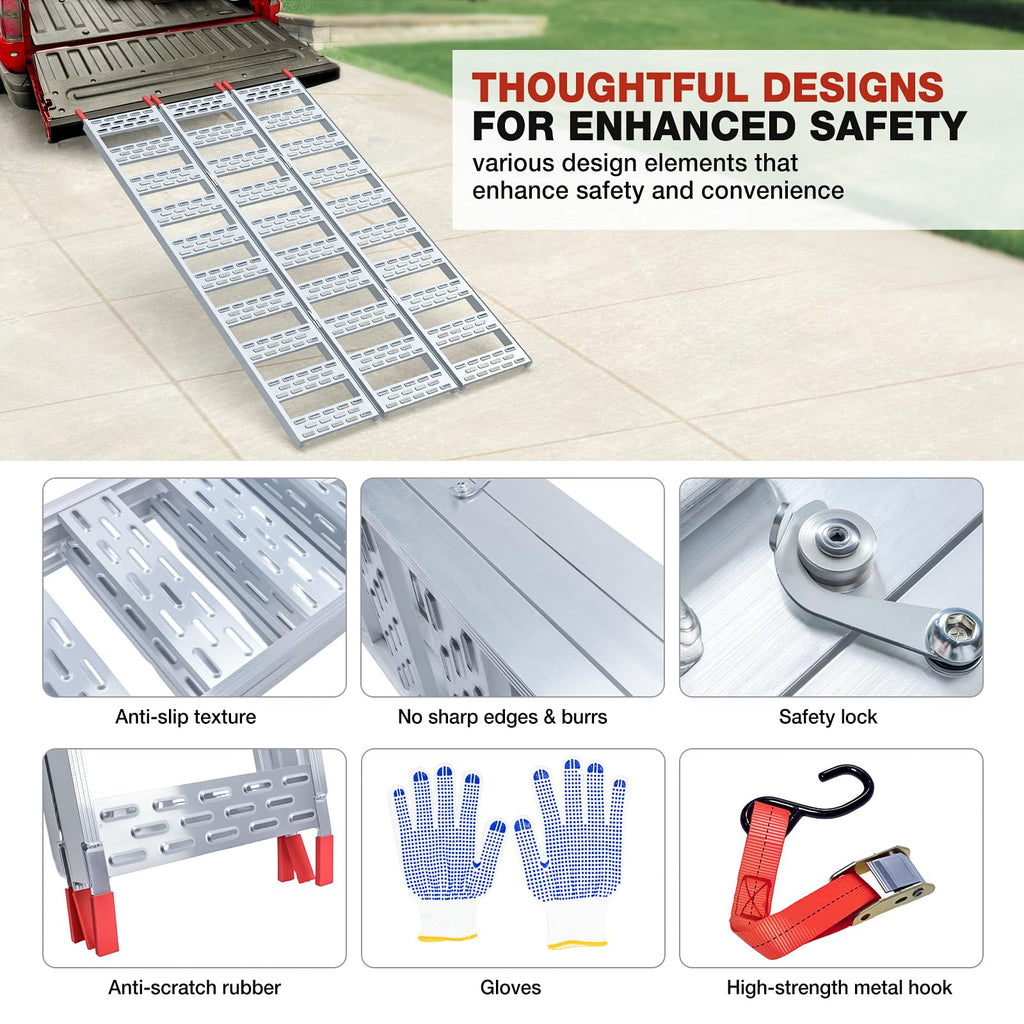 Aluminum Tri-Folding Truck Ramps 1600Lbs Max P646601