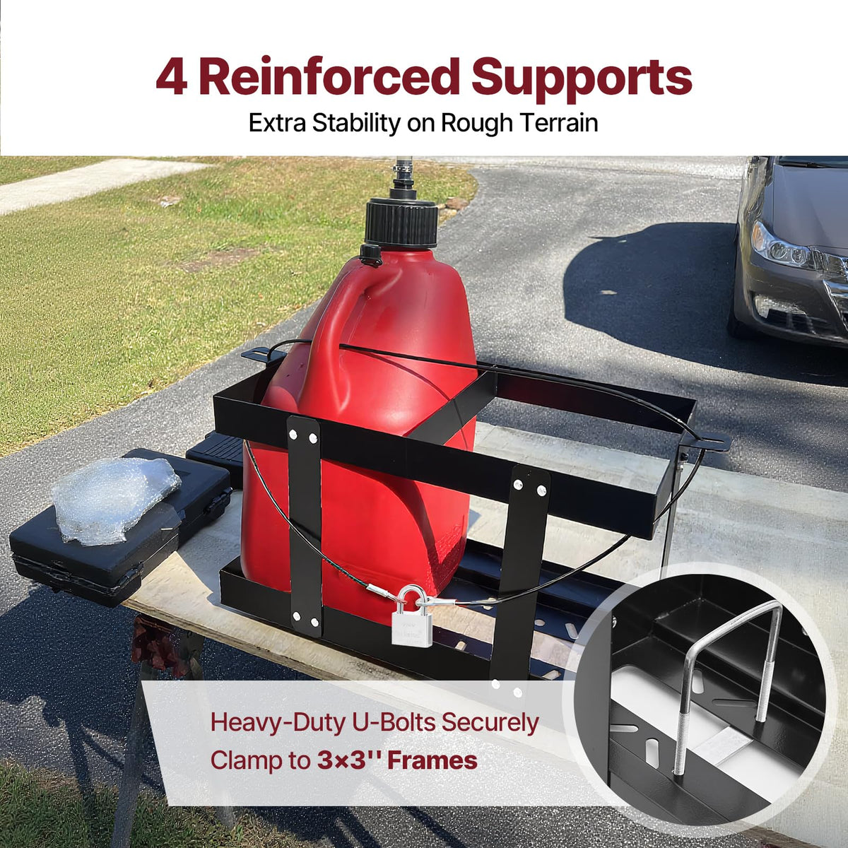 Heavy-Duty Fuel Jug Holder for Two 5 Gallon Gas Cans P73522