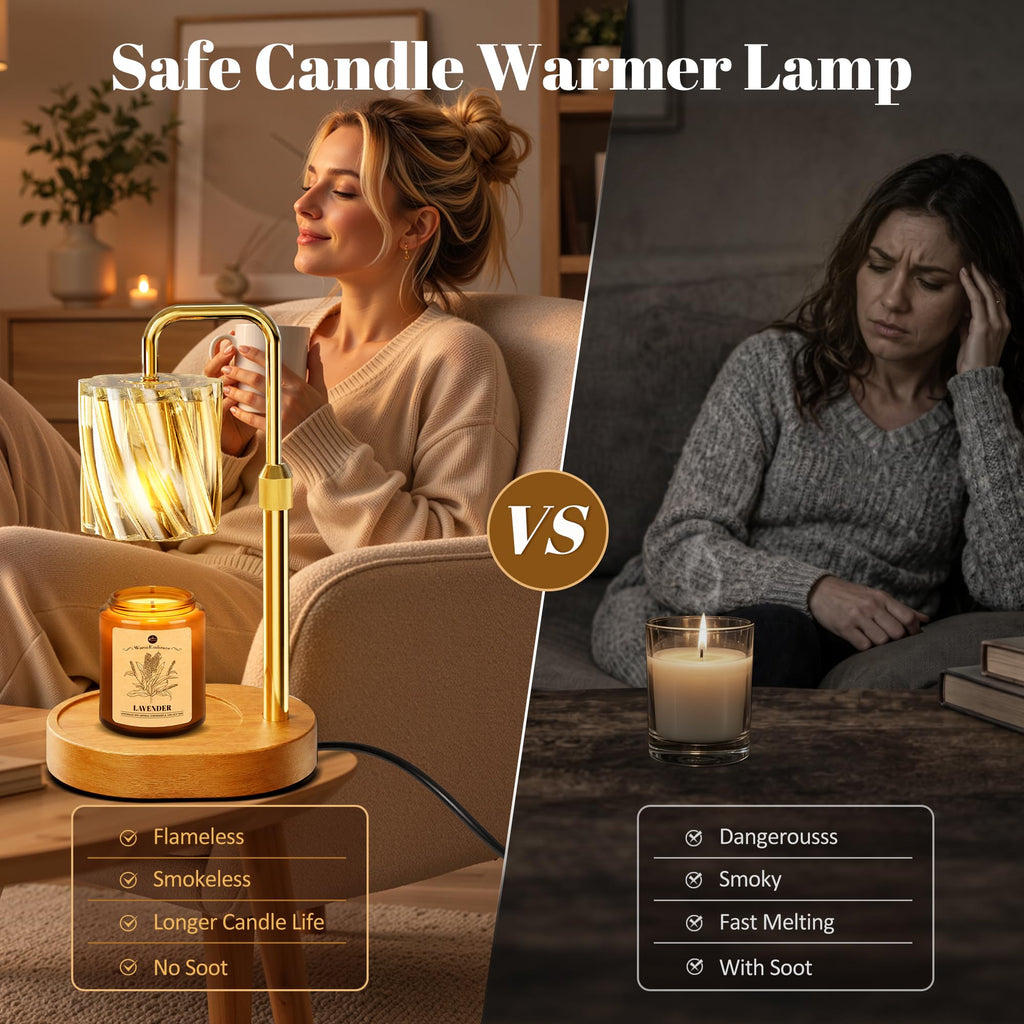 Candle Warmer Lamp Set with Scented Jar Candle & Timer Q472