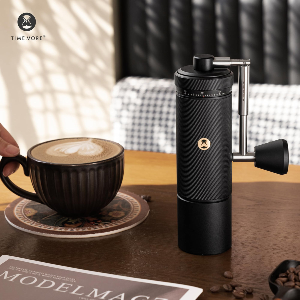 Manual Coffee Grinder with Stainless Steel Burr, Black Y9211