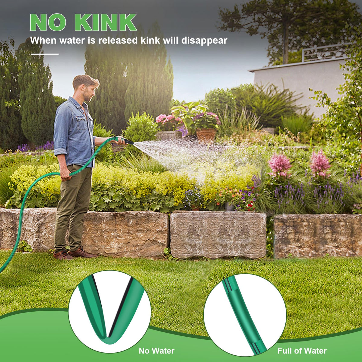 Heavy Duty 5/8 in x 100 FT Hybrid Rubber Garden Hose W304