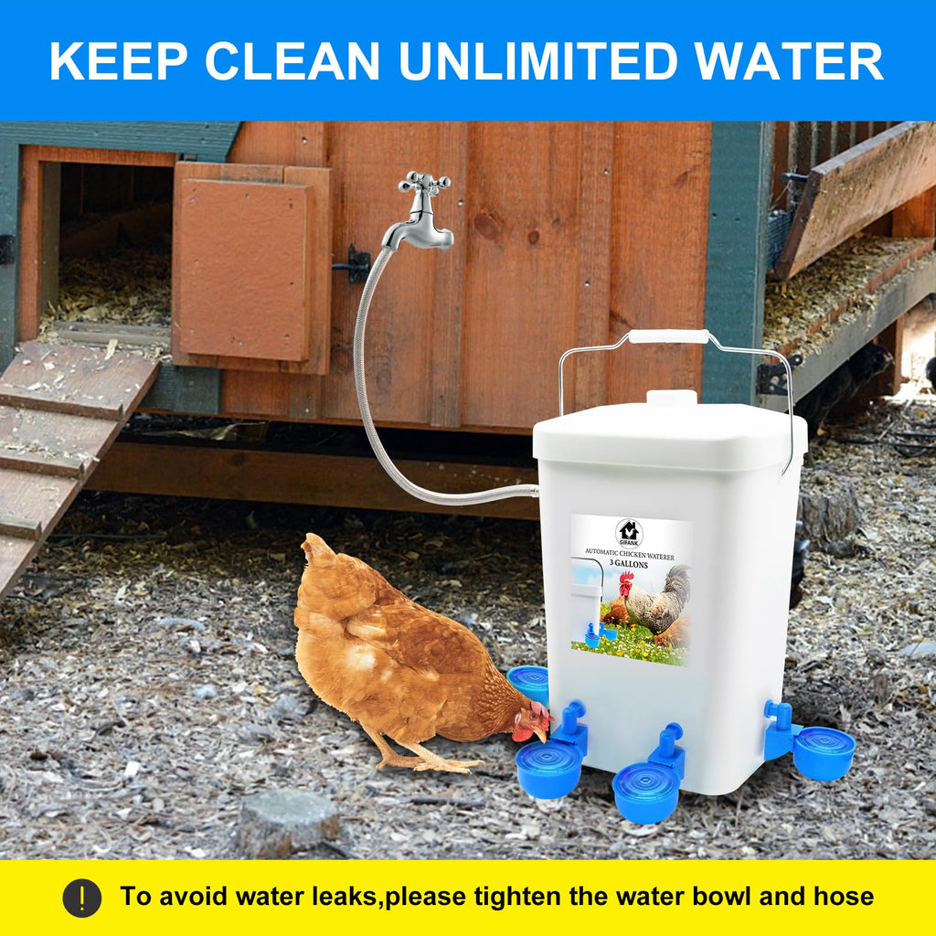 3 Gallons Automatic Poultry Waterer with Hose Attachment D586