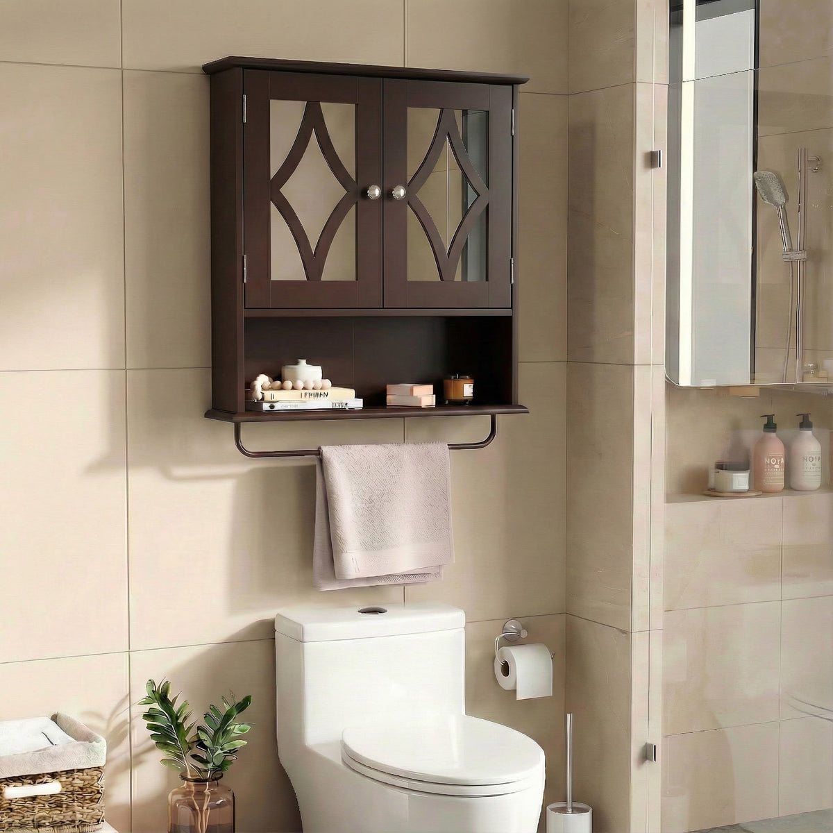 Wall Mounted Bathroom Medicine Cabinet with Towel Rack 22x25 inch P132668