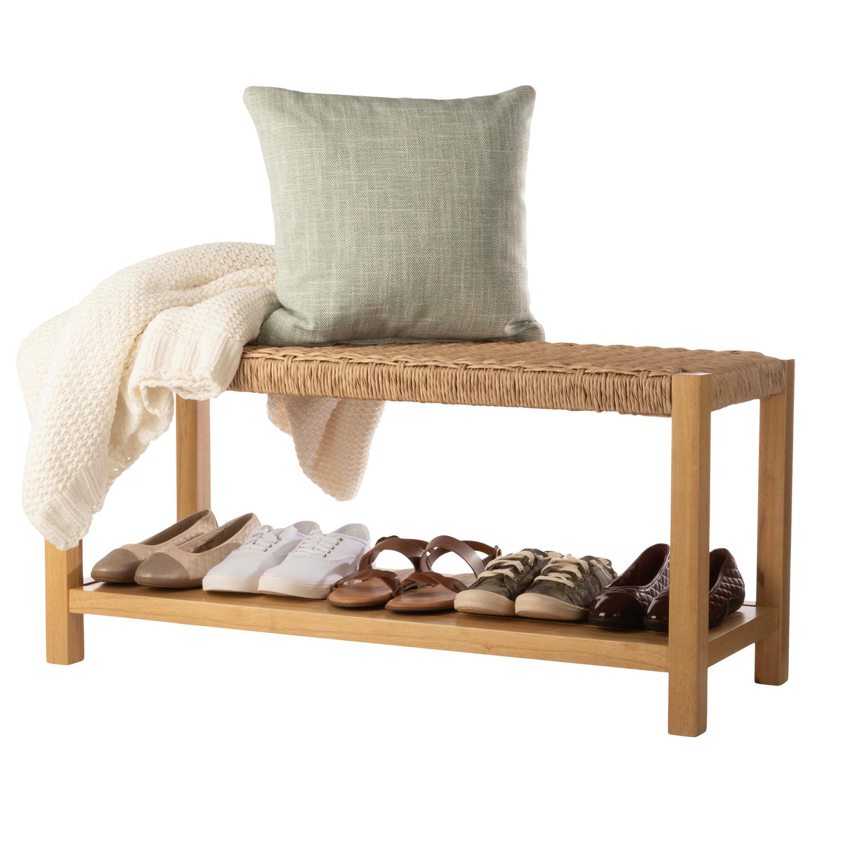 Solid Wood Entryway Bench with Shoe Storage U903620