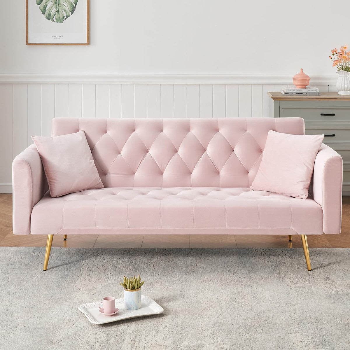 71" Velvet Convertible Sofa Bed X34984