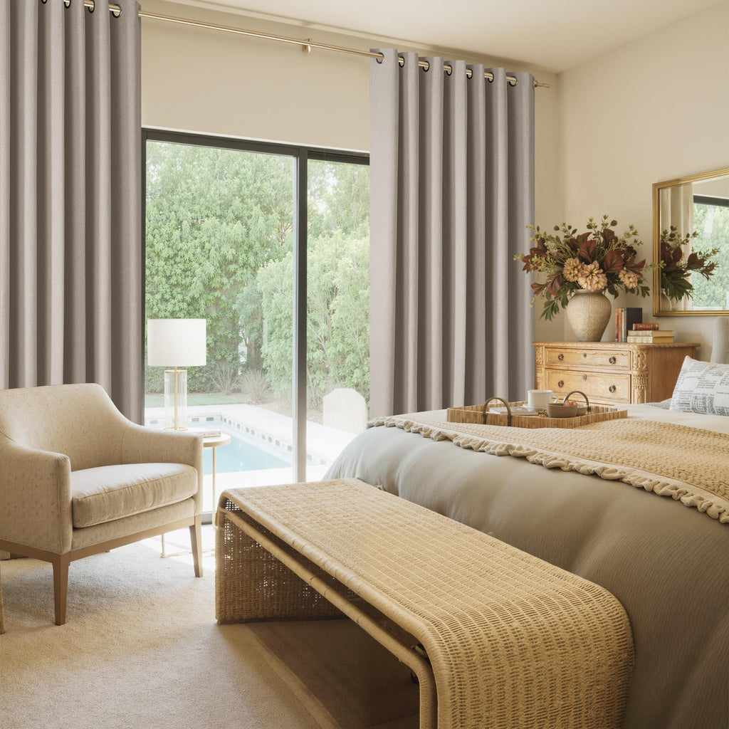 100% Blackout Linen Sliding Glass Door Curtains S555059