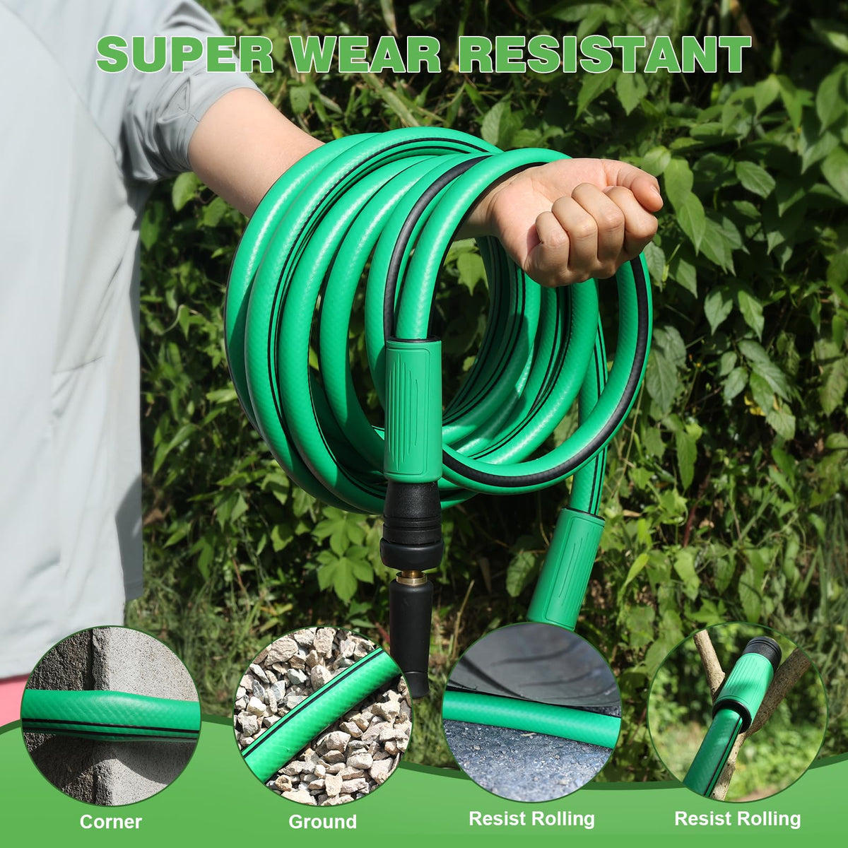 Heavy Duty 5/8 in x 100 FT Hybrid Rubber Garden Hose W304