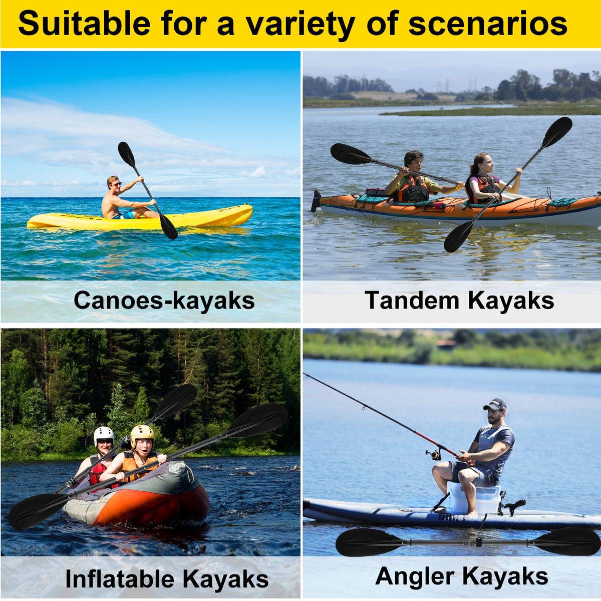 Telescoping Kayak Paddle Black 94inch X163216