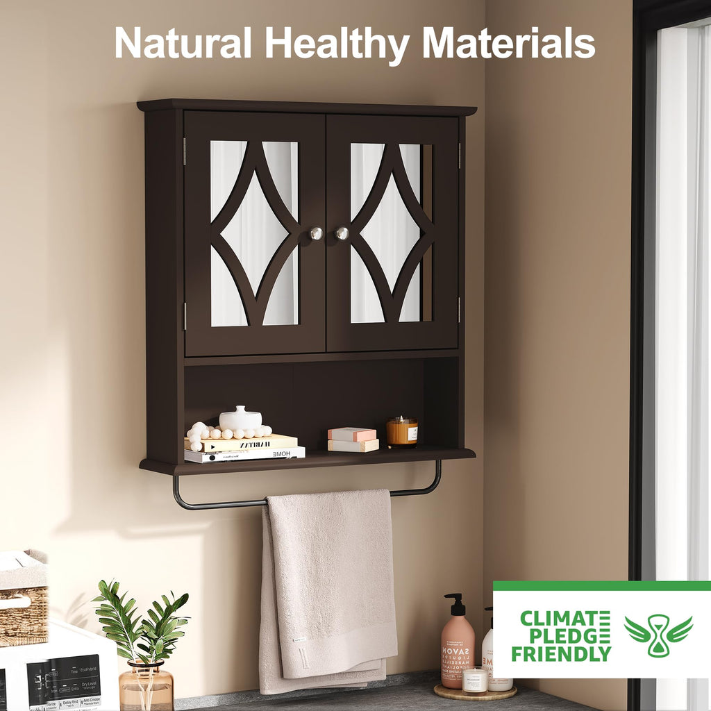 Wall Mounted Bathroom Medicine Cabinet with Towel Rack 22x25 inch P132668