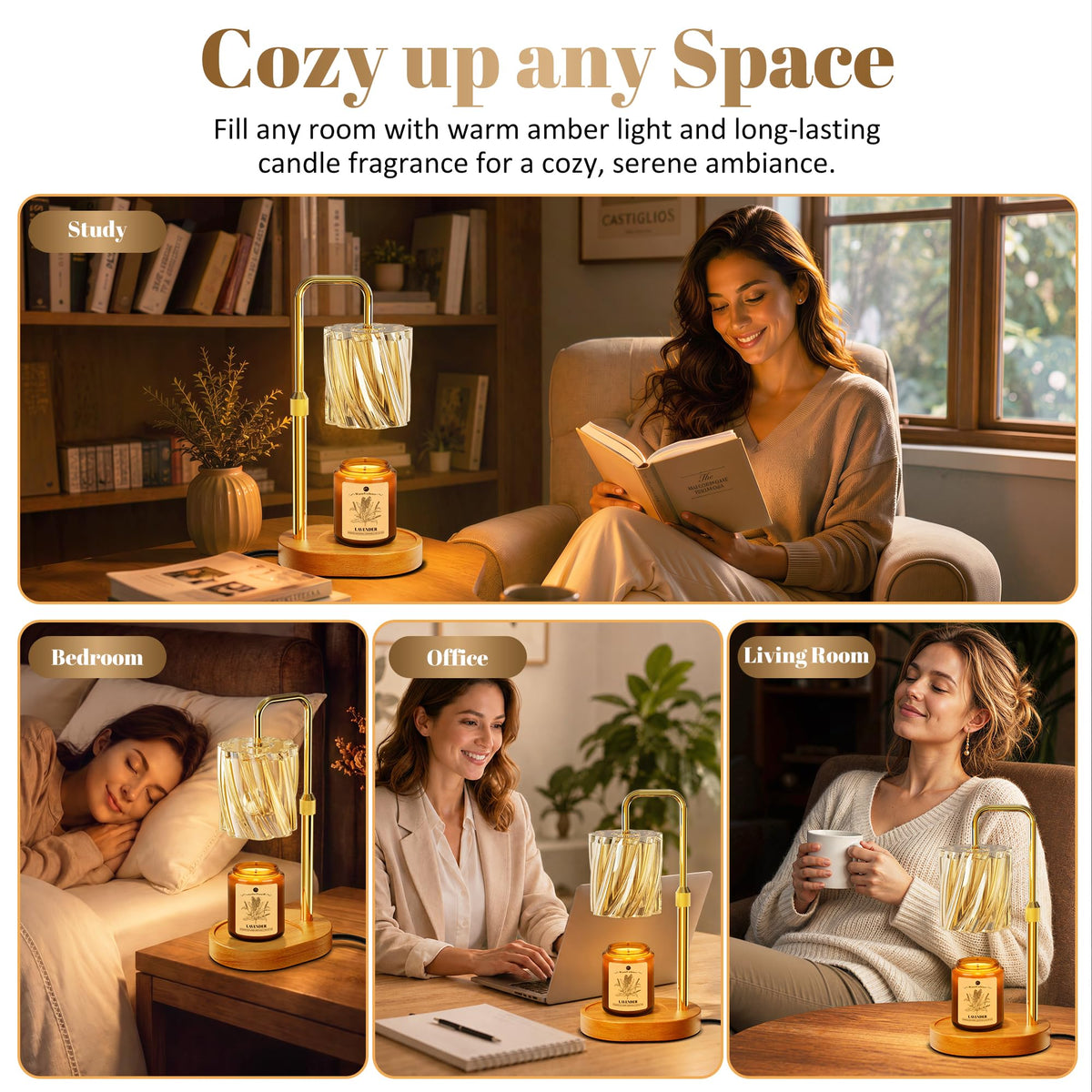 Candle Warmer Lamp Set with Scented Jar Candle & Timer Q472