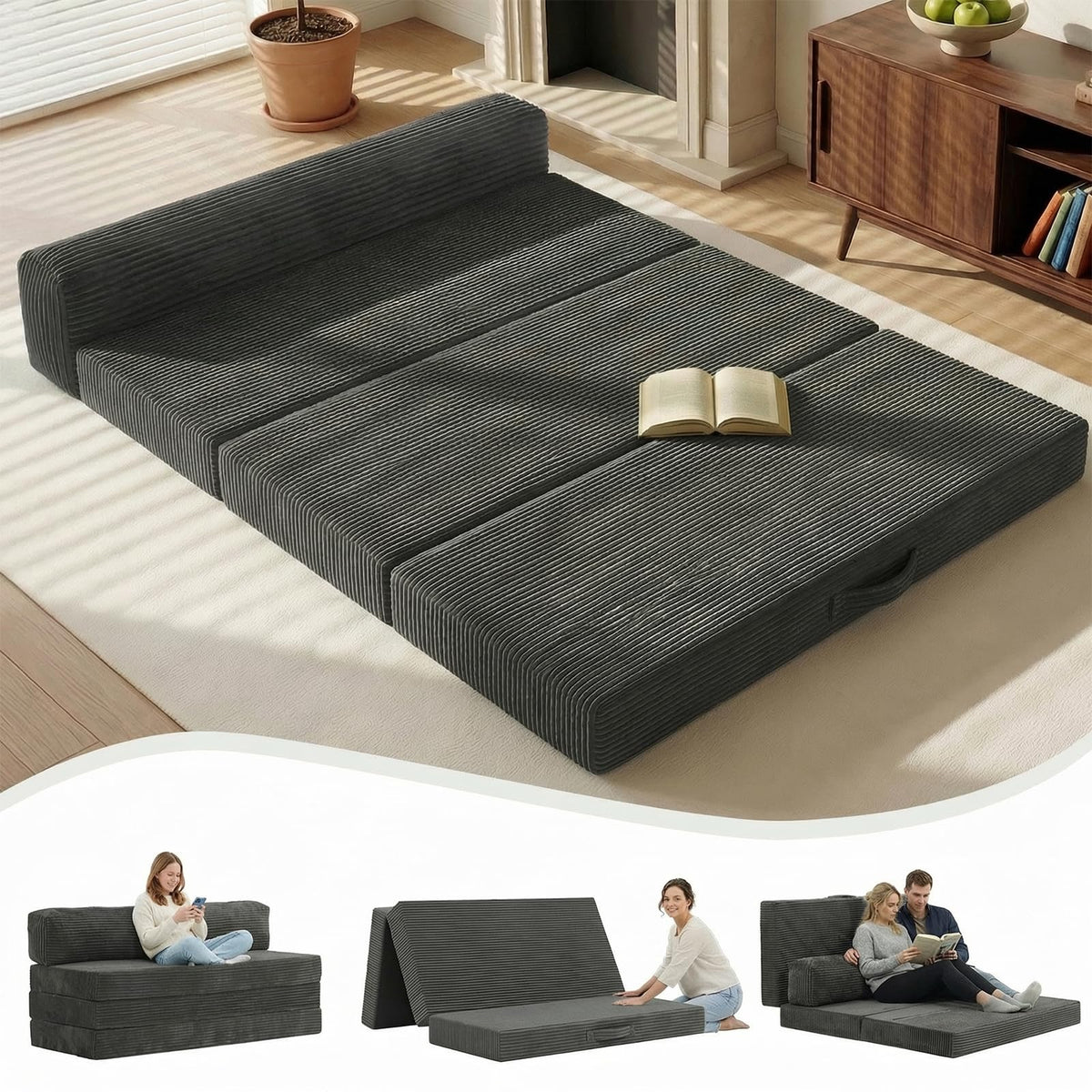 6 inch Tri-Folding Full Size Grey Mattress R351