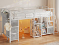 Twin Low Loft Bed with Storage Drawers and LED Lights S625