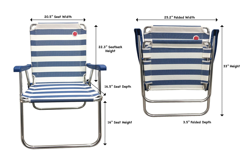 Folding Camp Lawn Chair 2 Pack Blue White O32782