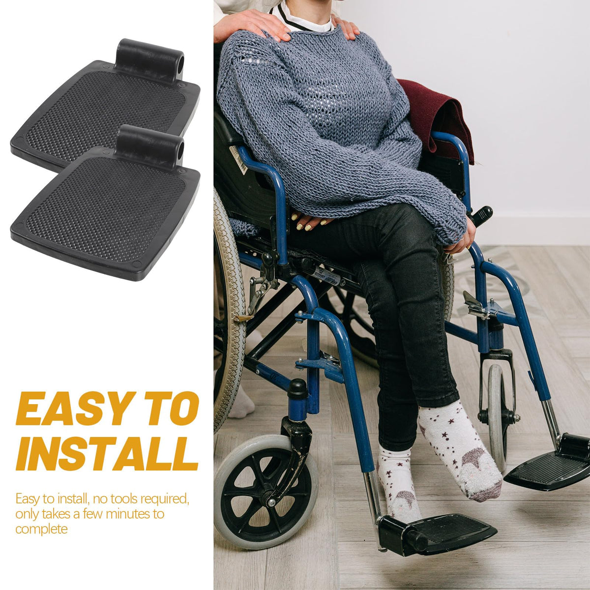 Heavy Duty Wheelchair Footplates Plastic Footrest Pair G93473