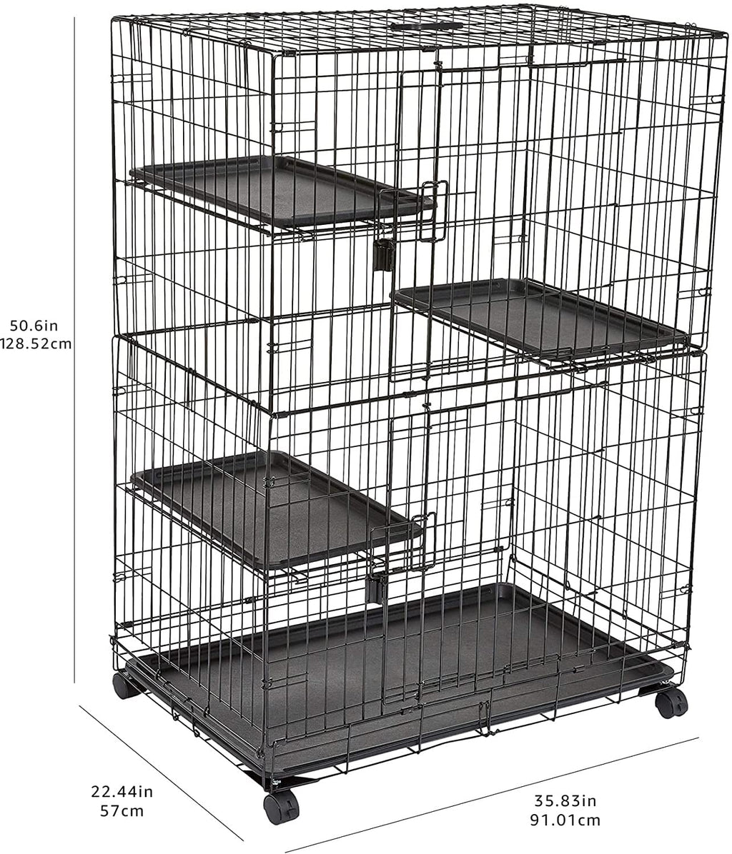 Large 3-Tier Cat Cage Playpen with Removable Tray, Black P148