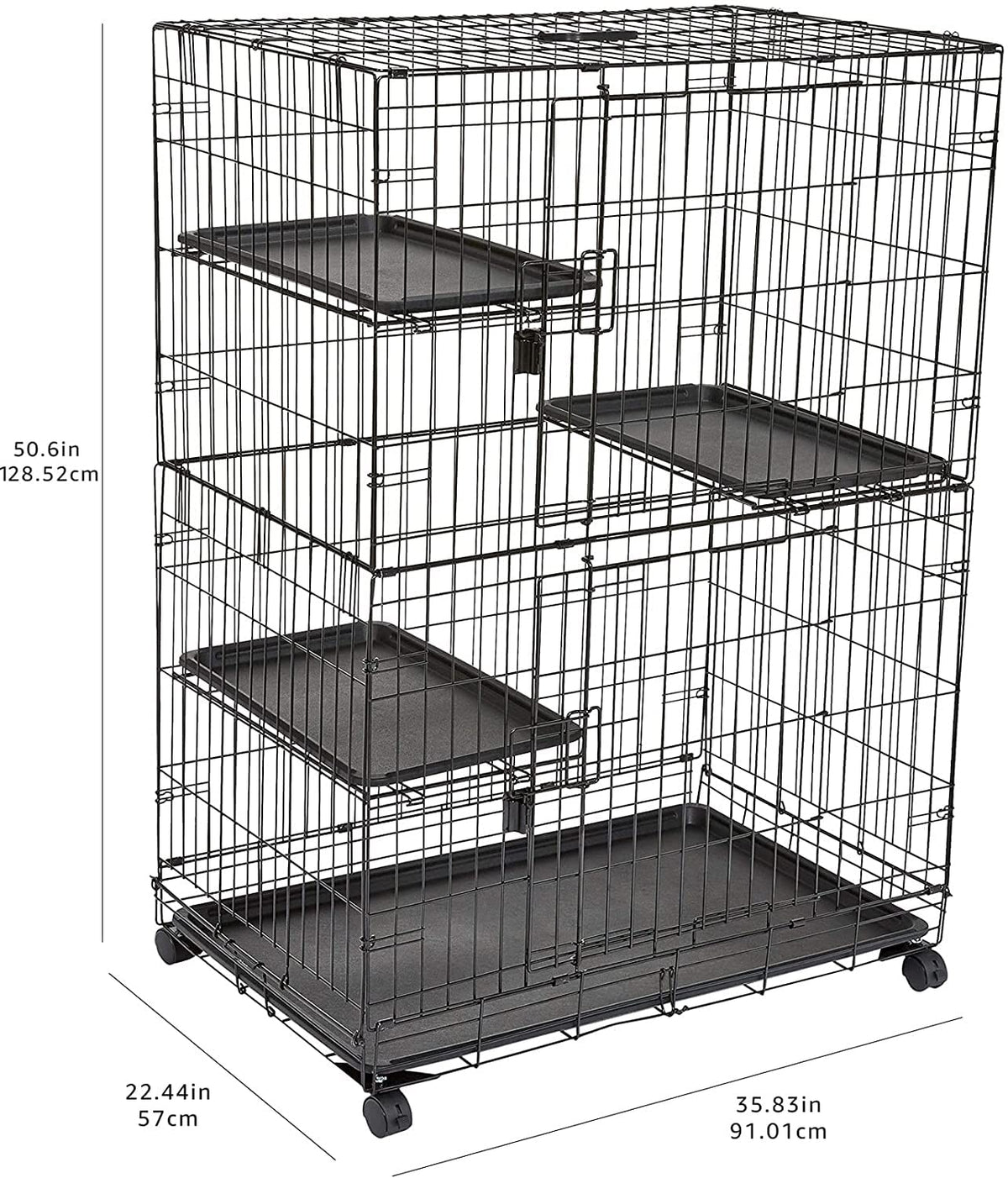 Large 3-Tier Cat Cage Playpen with Removable Tray, Black P148