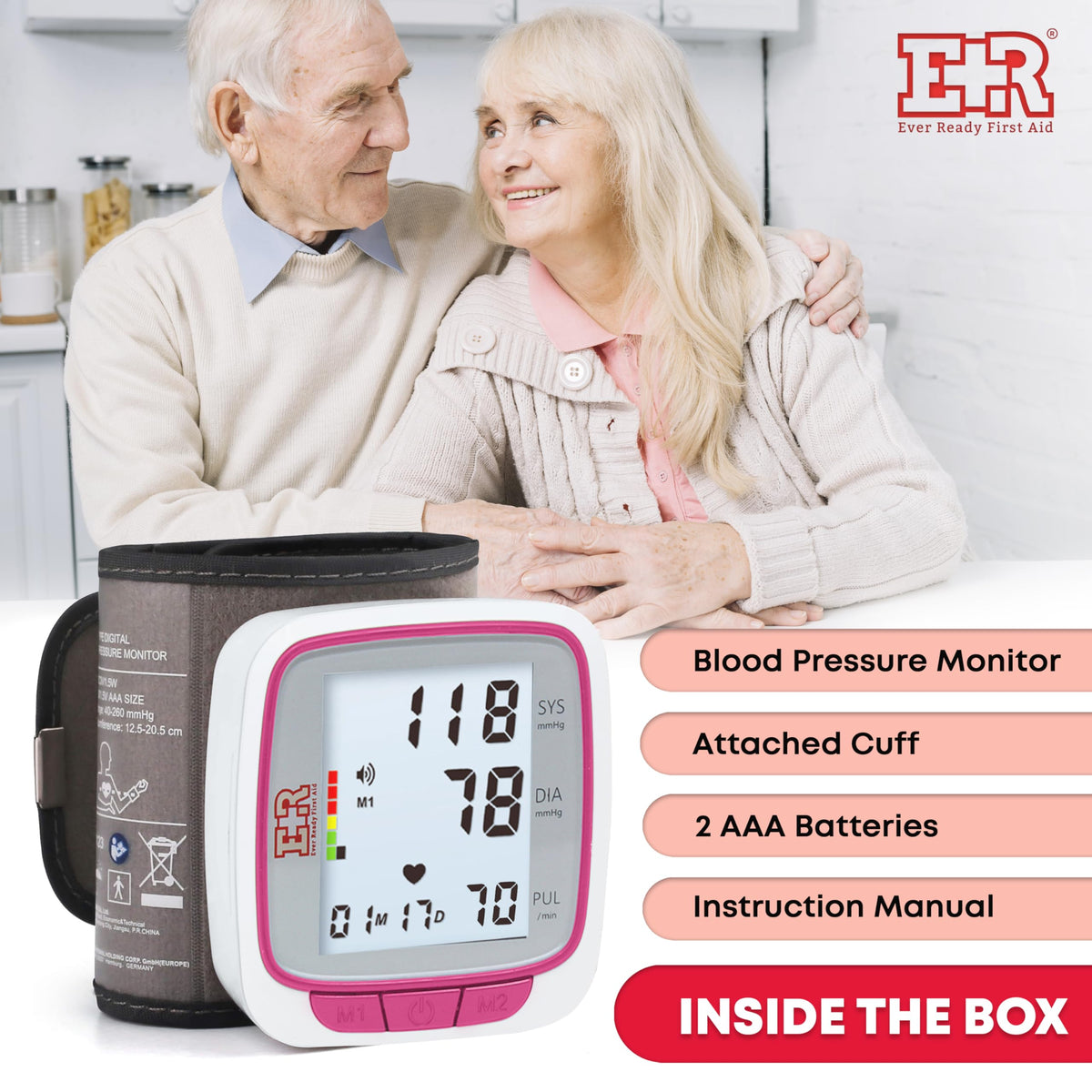 Pink Wrist Blood Pressure Monitor S7475