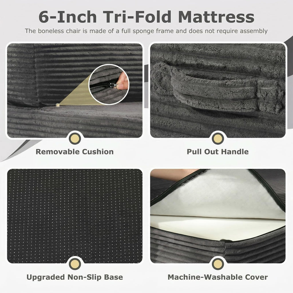 6 inch Tri-Folding Full Size Grey Mattress R351