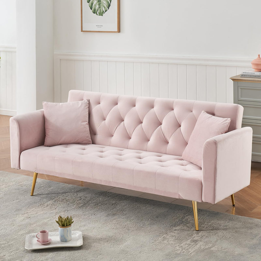 71" Velvet Convertible Sofa Bed X34984