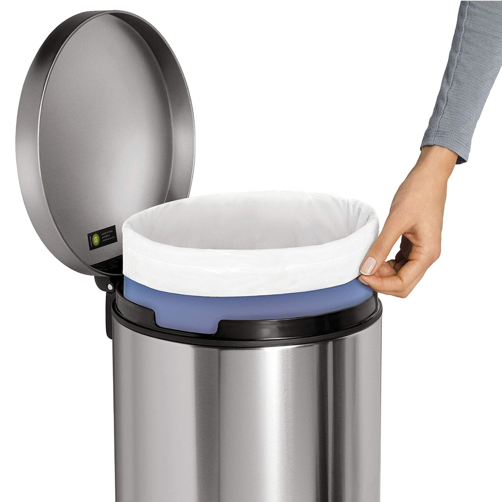30L Brushed Stainless Steel Round Step Trash Can N43987