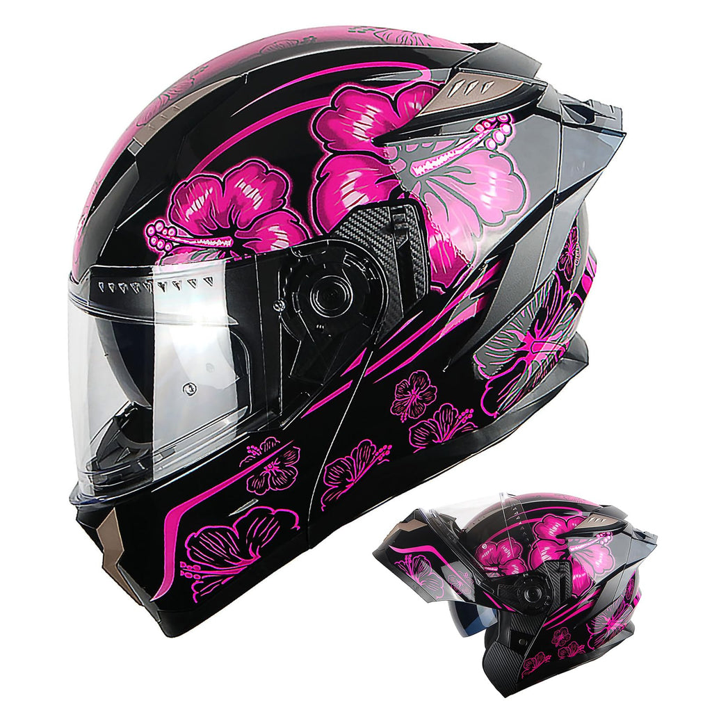 Motorcycle Modular Full Face Helmet DOT Adults Flip up Dual Visor B89360