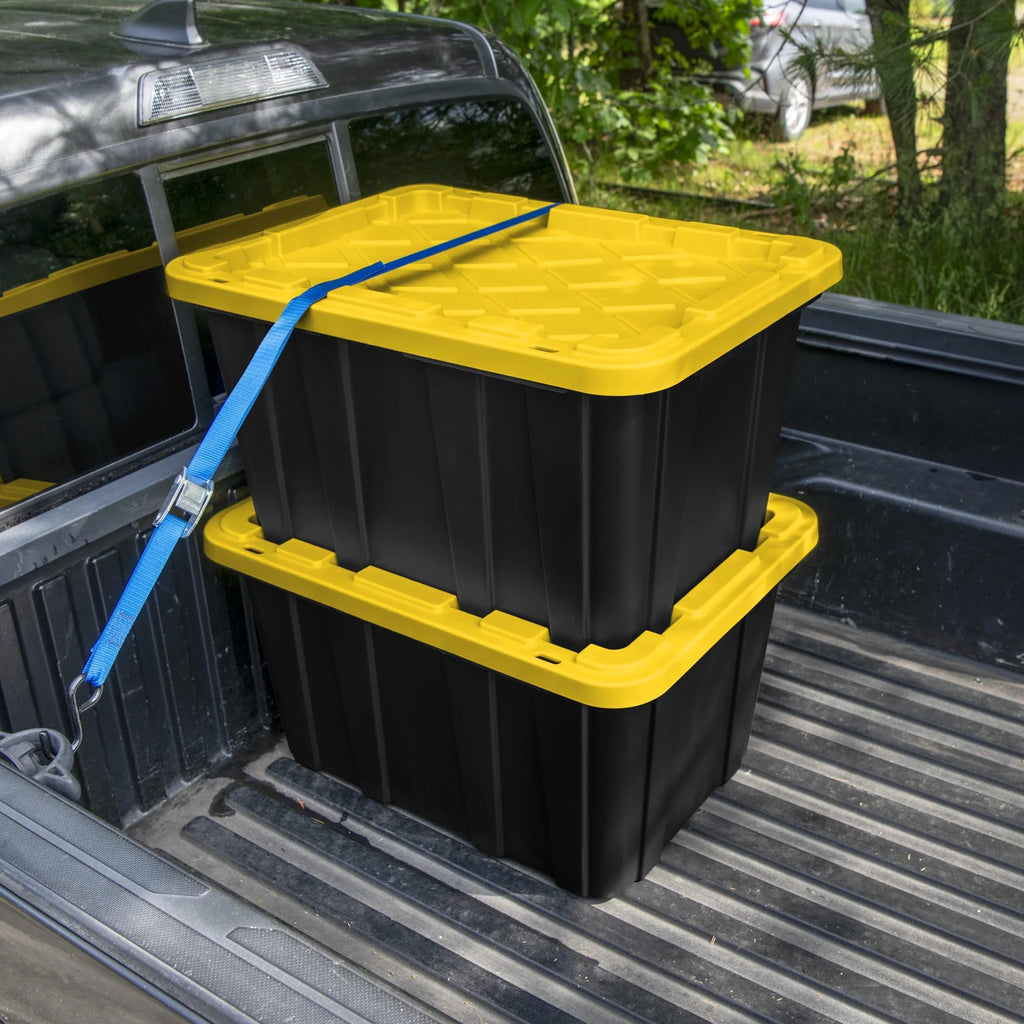 6 Pack 27 Gallon Heavy Duty Plastic Storage Bins with Lids F628556