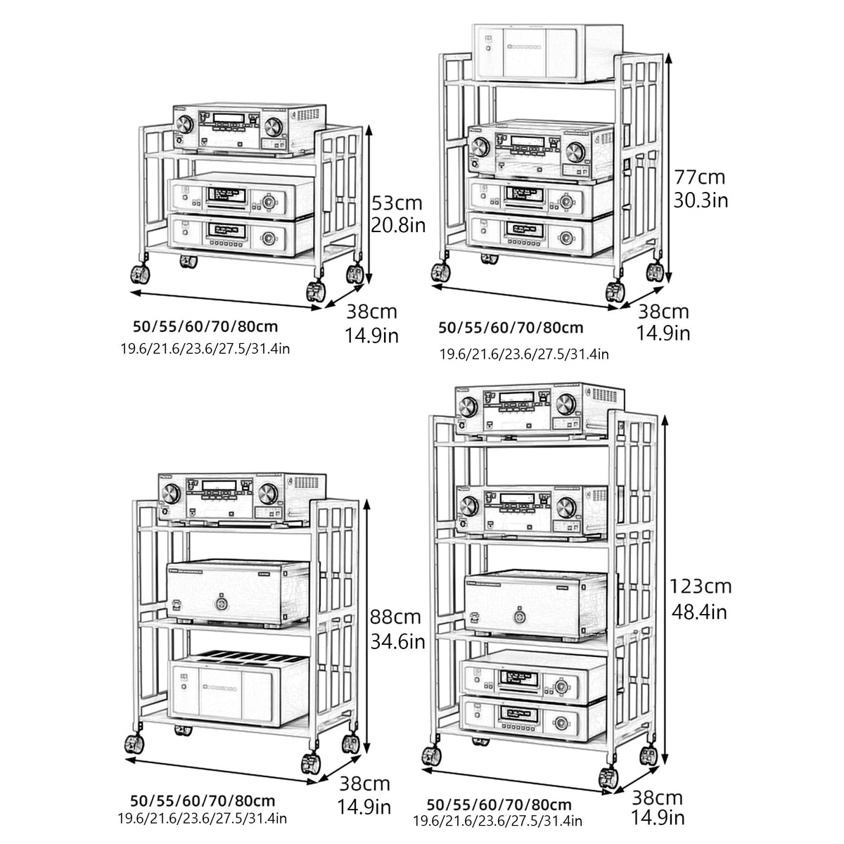 Brown Media Stand with Adjustable Shelves M245662
