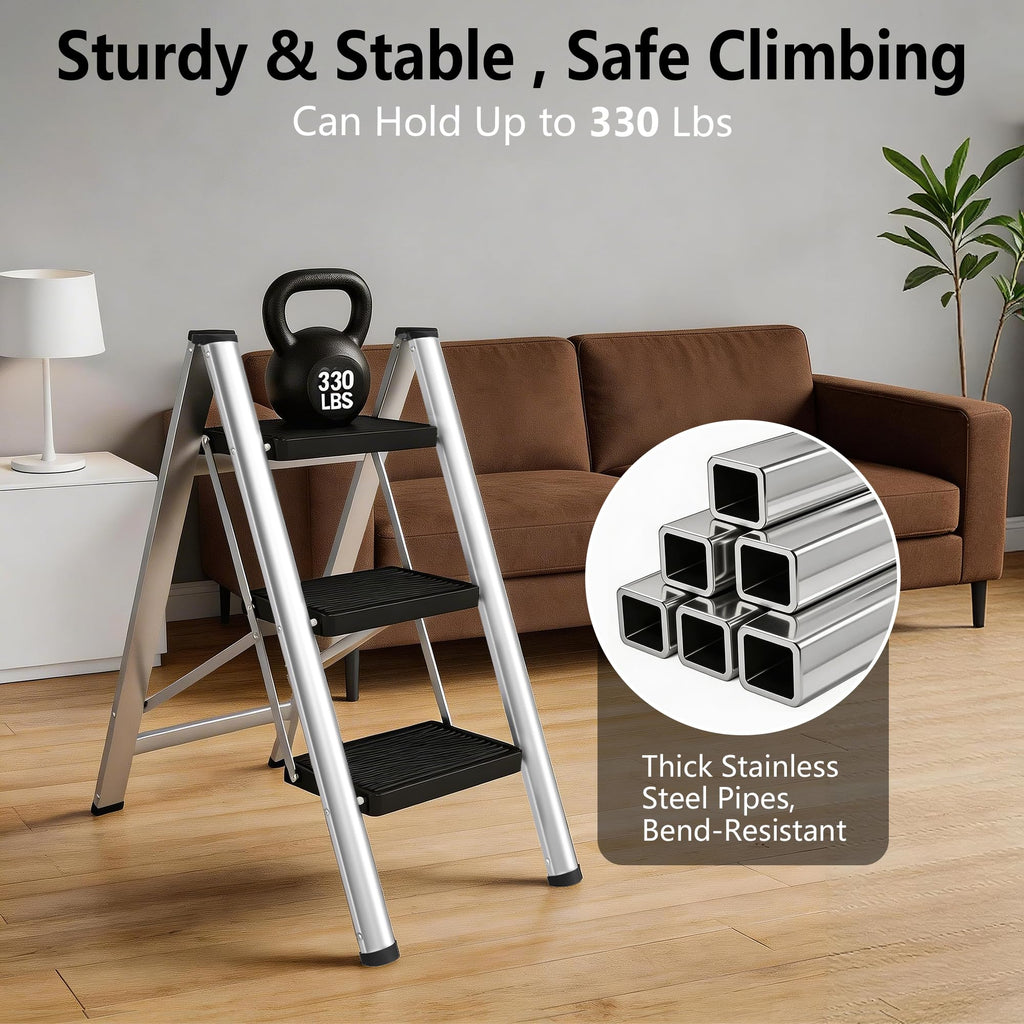 Folding Step Stool with Anti-Slip Pedals K324617