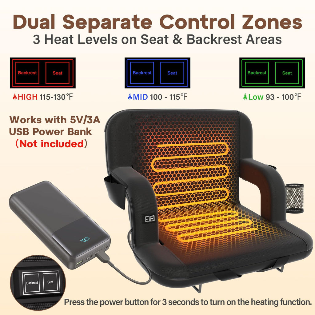 Heated Stadium Seat with Back Support Y6190