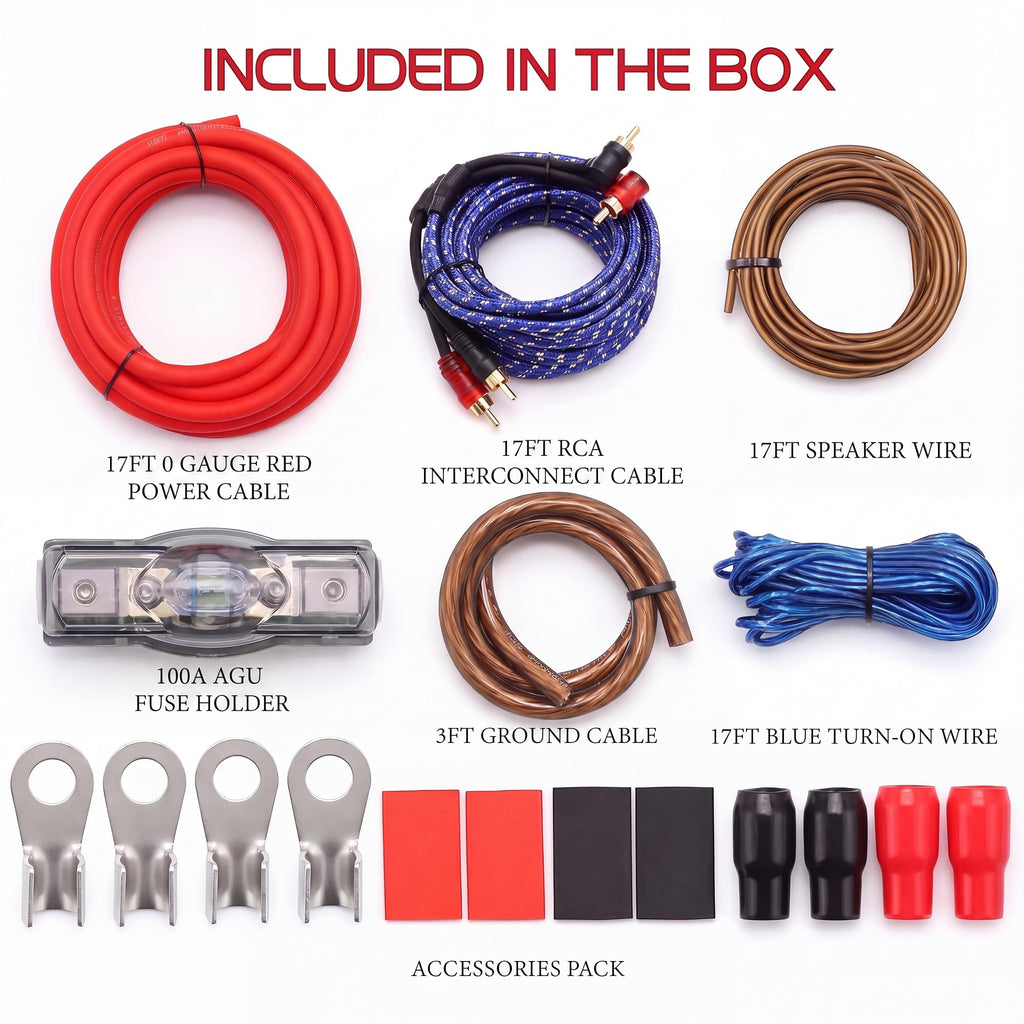 0 Gauge 3000 Watt Amp Wiring Kit with Power RCA Speaker Wire B31071