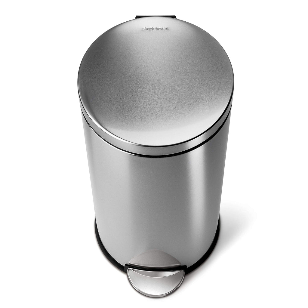 30L Brushed Stainless Steel Round Step Trash Can N43987