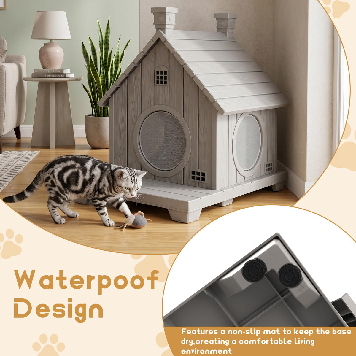Weatherproof 1-Story Resin Cat House D3276