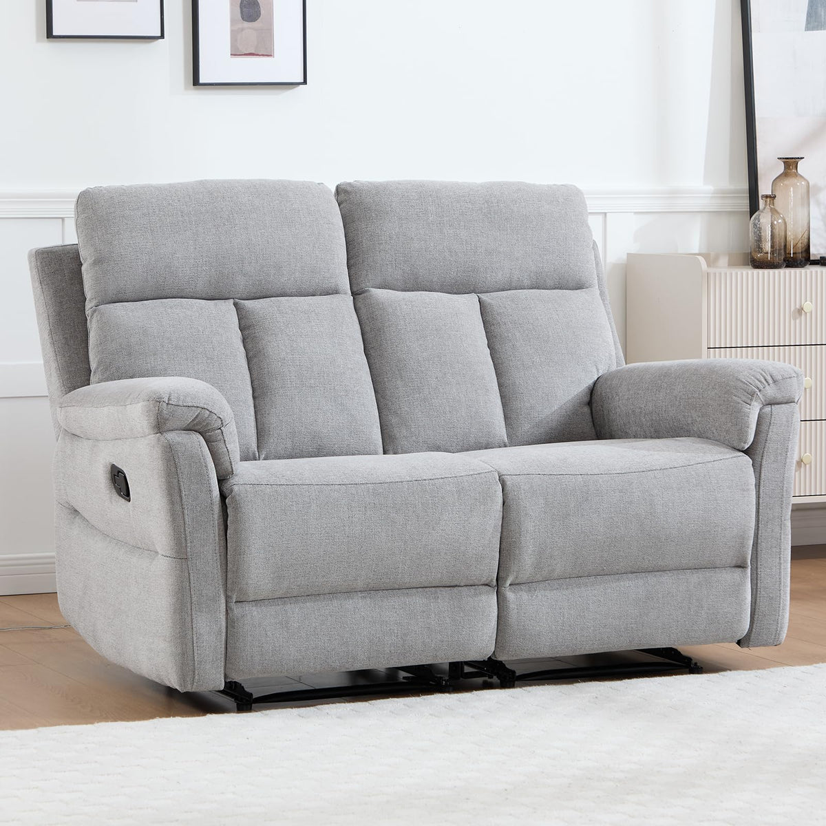 Light Gray Fabric Reclining Loveseat M90573