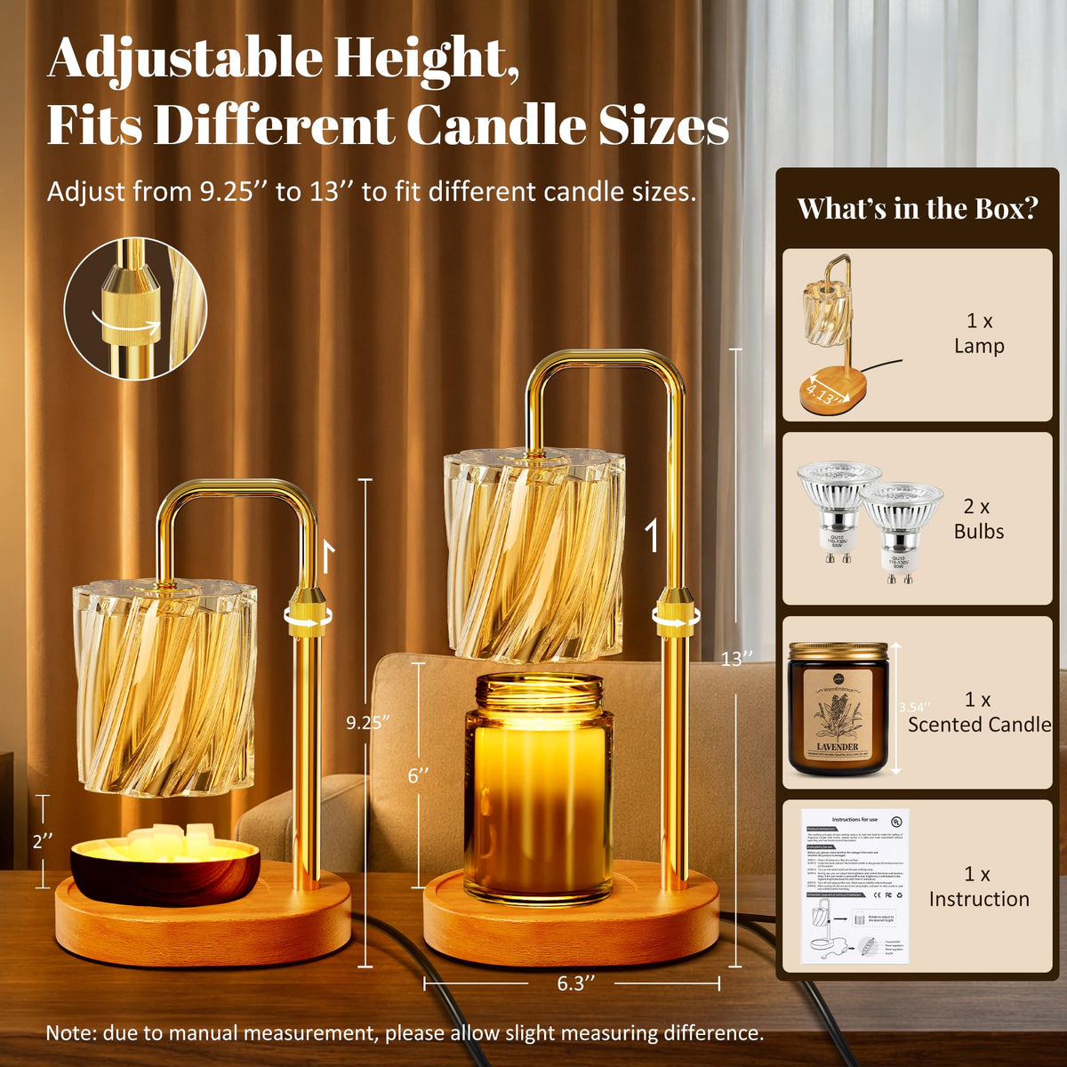 Candle Warmer Lamp Set with Scented Jar Candle & Timer Q472