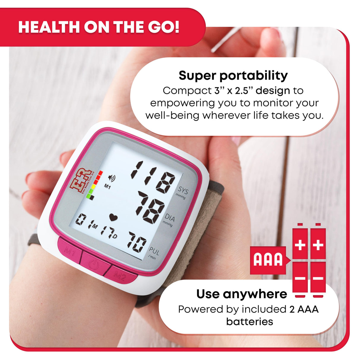 Pink Wrist Blood Pressure Monitor S7475