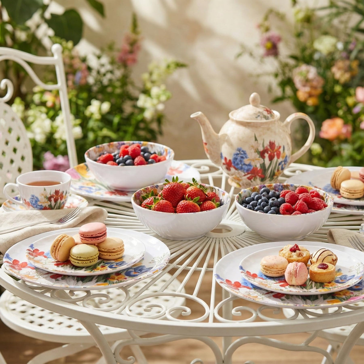 Melamine Dinnerware Set for 4, 12 Piece Plates and Bowls S1780