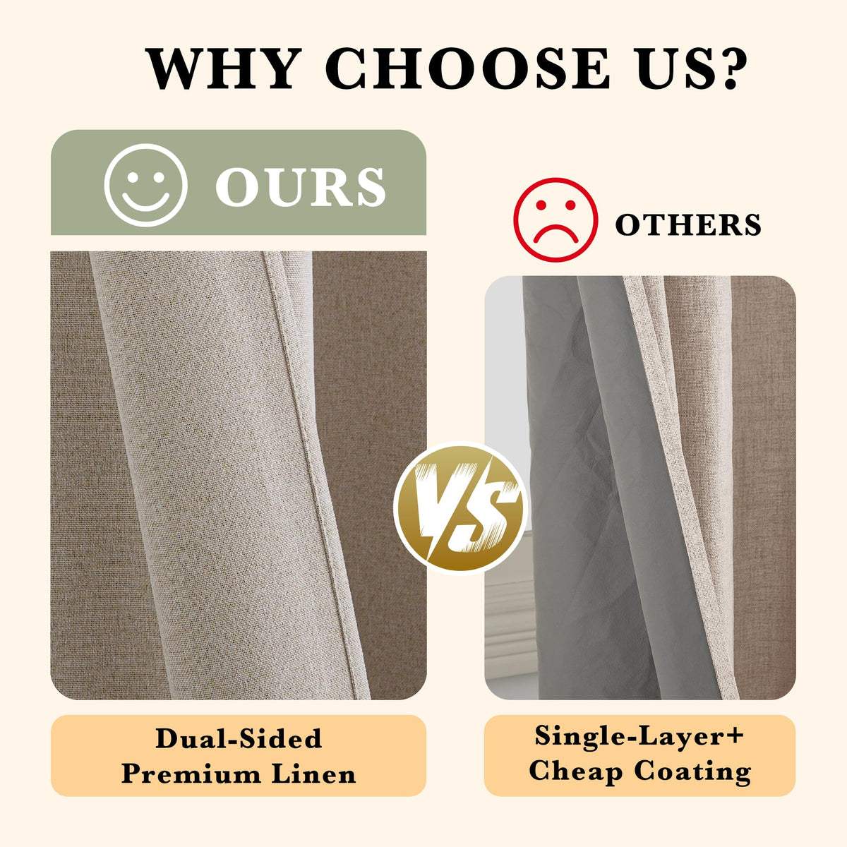 100% Blackout Linen Sliding Glass Door Curtains S555059