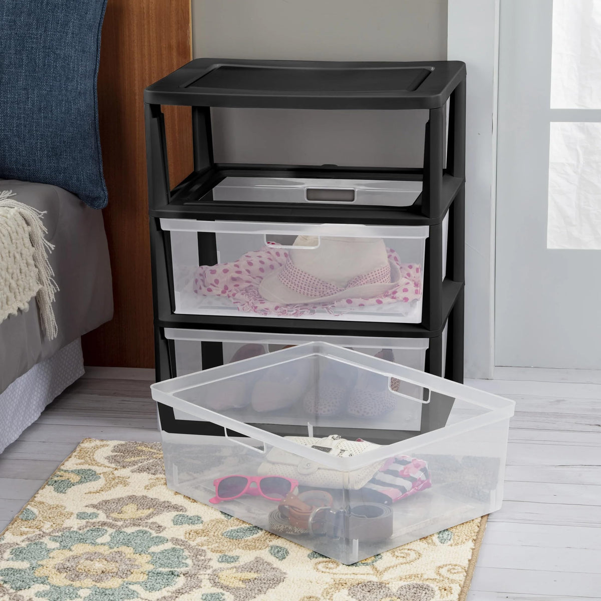Black 5 Drawer Wide Tower V47803