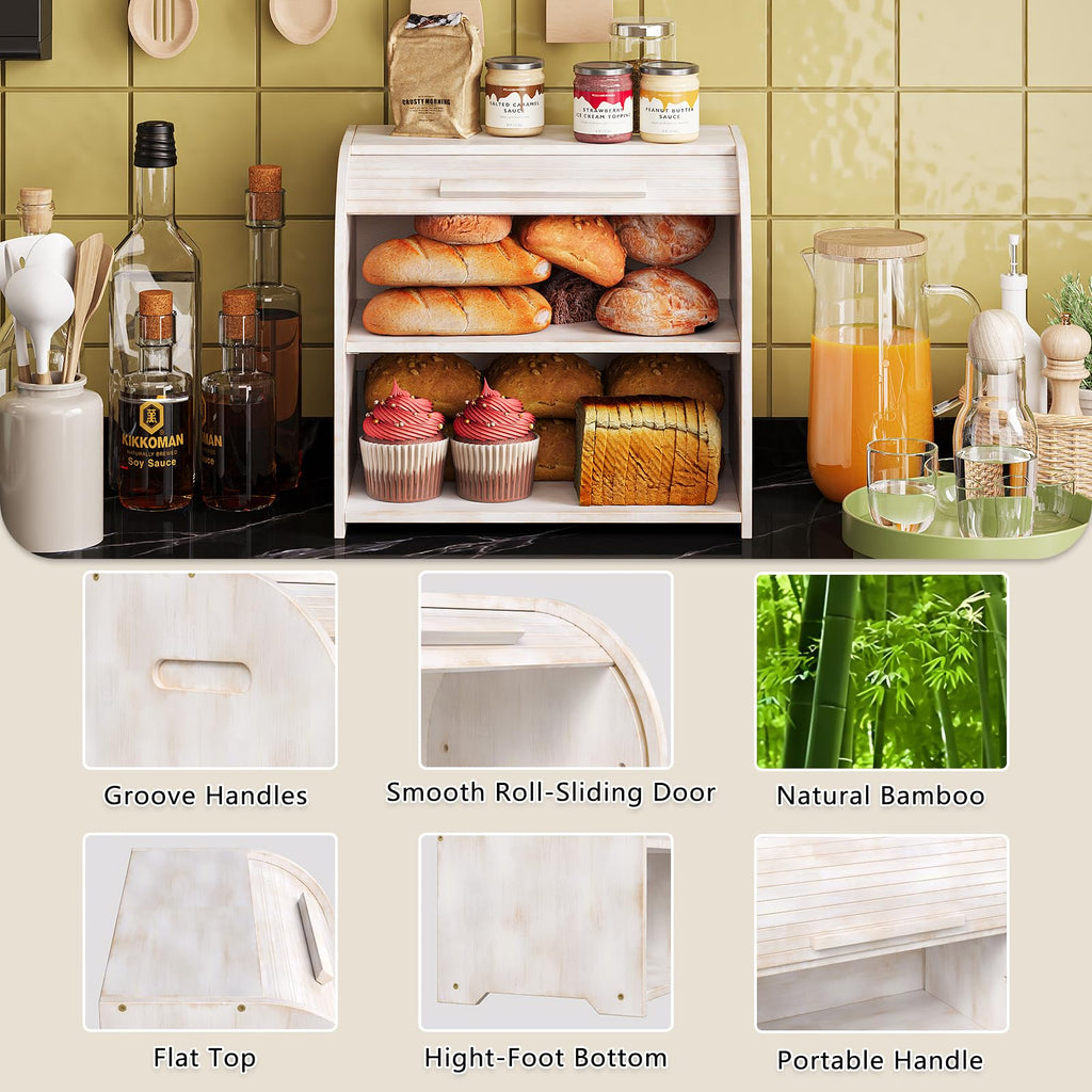Bamboo Roll Top Bread Box U53617