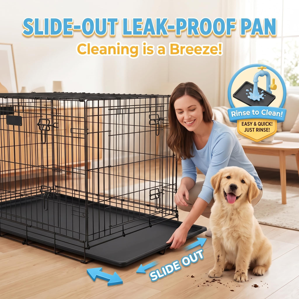 48inch 2-Door Foldable Metal Wire Dog Crate P943383