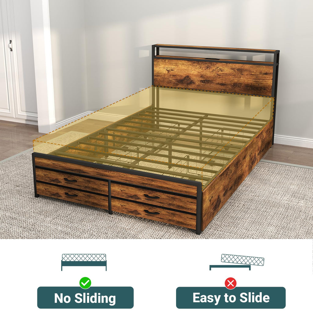Queen Bed Frame with 8 Storage Drawers D2965