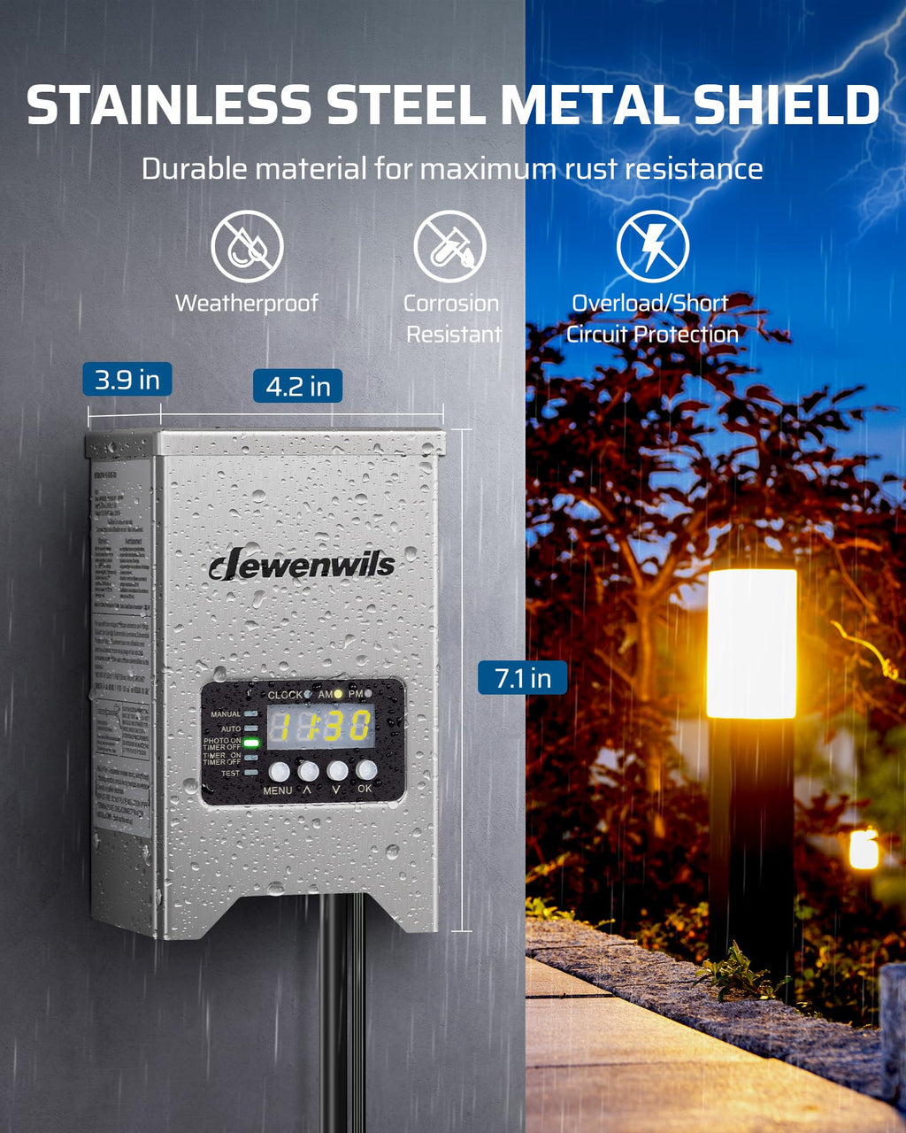 200W Low Voltage Transformer with Photocell Sensor & Timer D4113