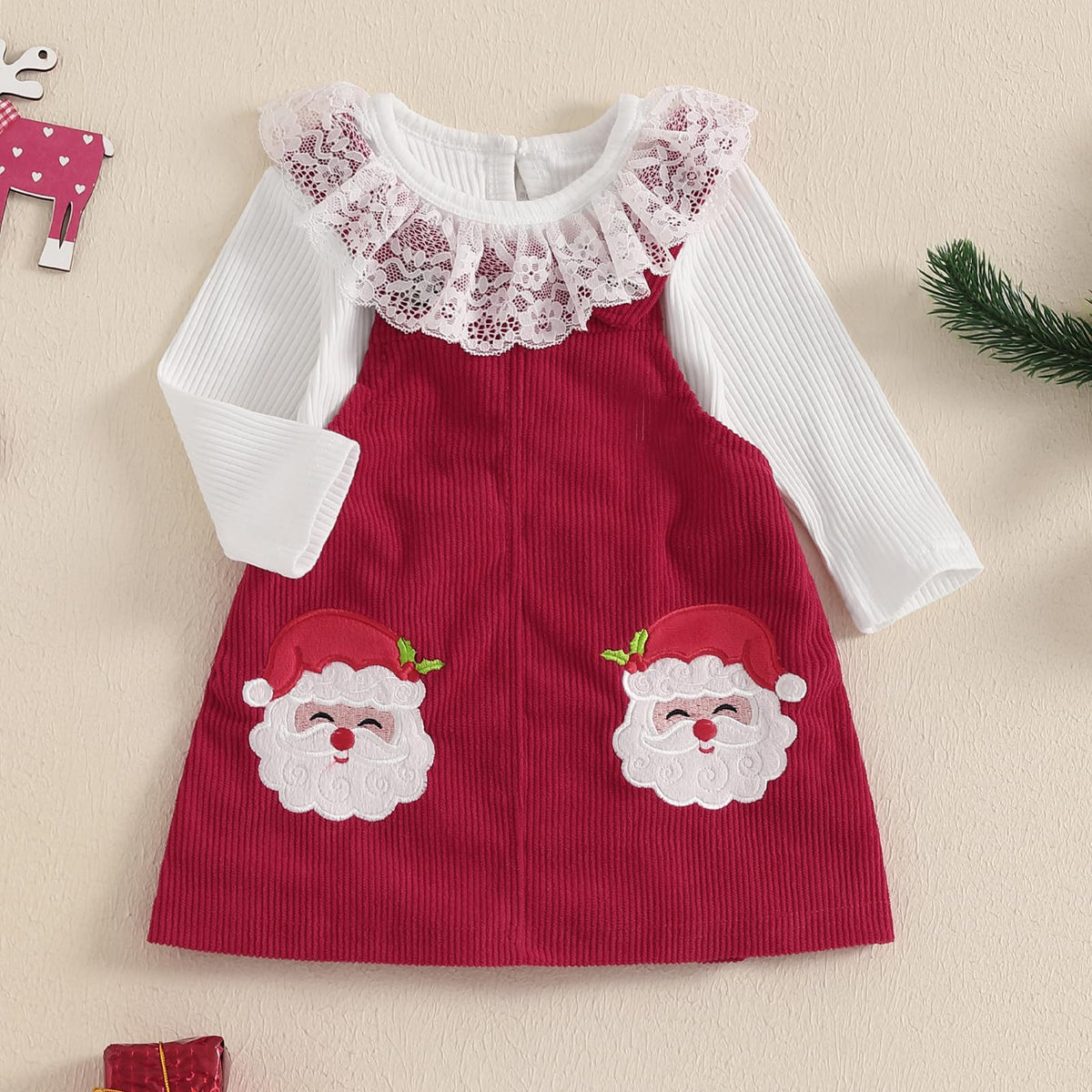 Baby Girl Lace Romper and Corduroy Skirt Outfit O6784